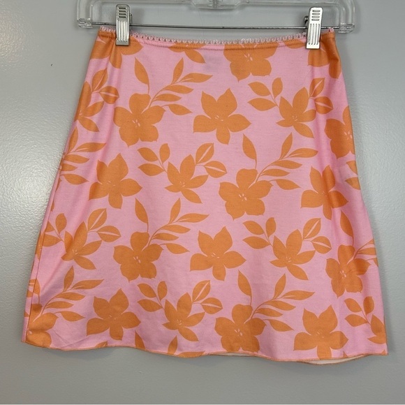 Princess Polly Pink & Orange Floral Mini Skirt Size 4 - Picture 1 of 8